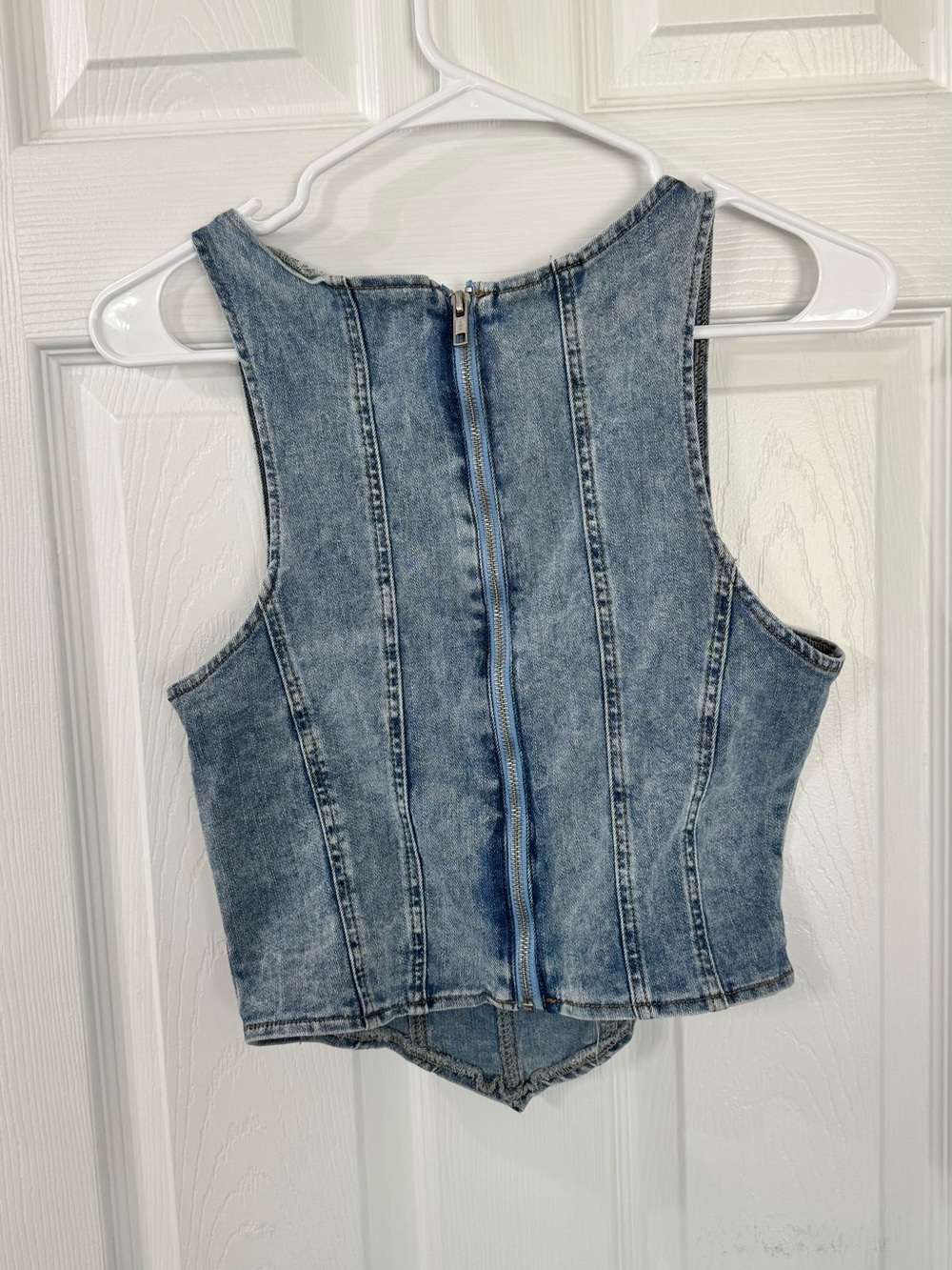Denim Corset Tank Top Size Small | Square Neck | Acid Wash | Y2K - Picture 3 of 3